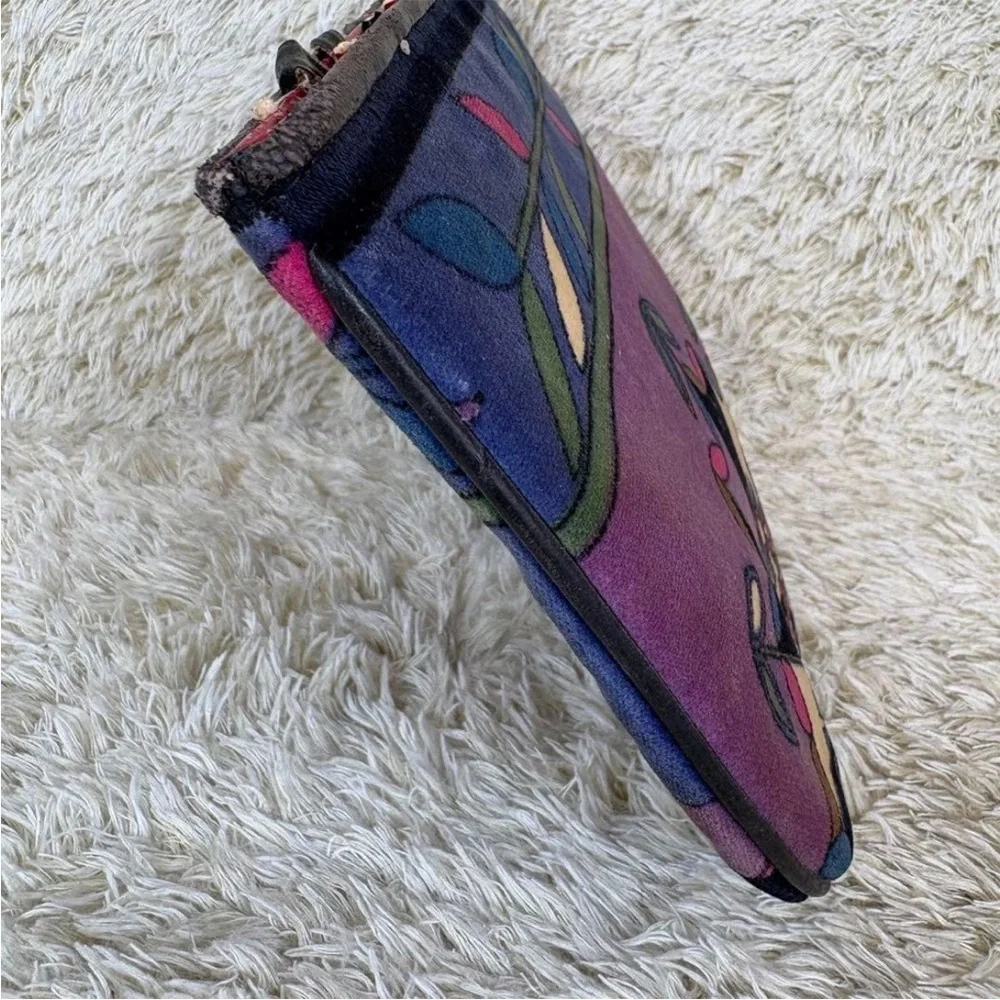 Emilio Pucci Vintage Clutch Bag Velour Blue Floral Patterned and Multicolor‎ Bag